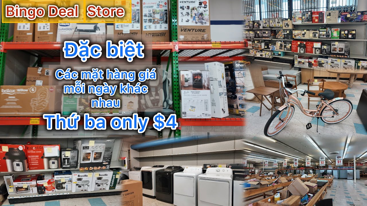 Thứ hai đến chủ nhật các mặt hàng giá rẻ khác nhau mỗi ngày ở tiệm(Bingo deal Store) 