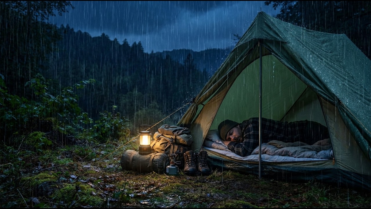 Relaxing Tent Rain Ambience 🌧️ Peaceful Forest Camping Sounds