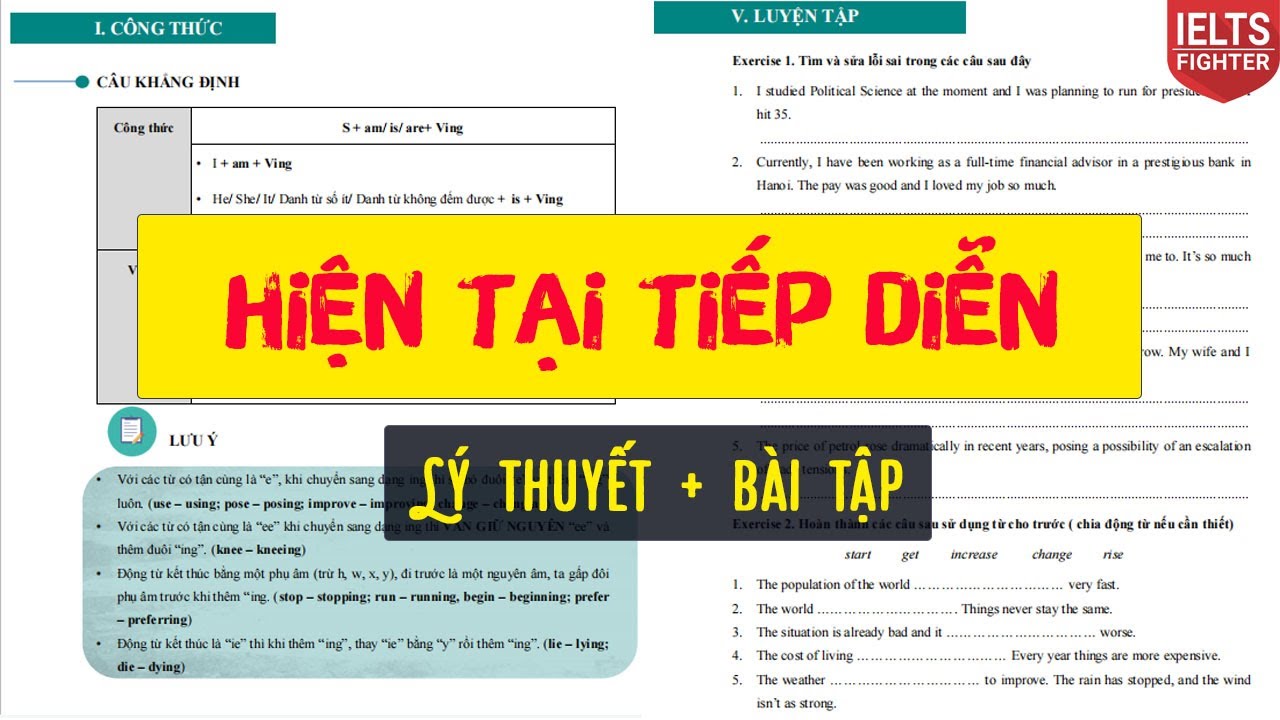 Thì hiện tại tiếp diễn Present Continuous với công thức, cách dùng, chữa bài tập chi tiết