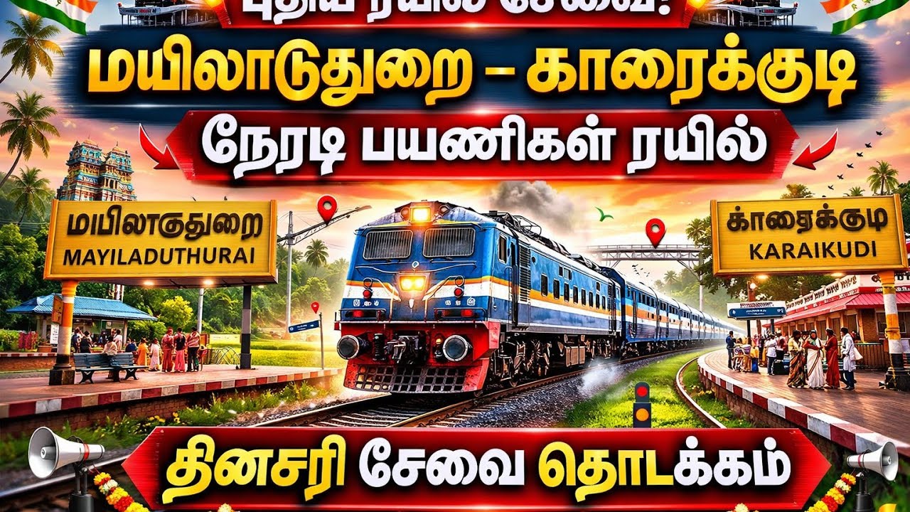 🔥 புதிய ரயில் சேவை! மயிலாடுதுறை முதல் காரைக்குடி வரை நேரடி பயணிகள் ரயில்