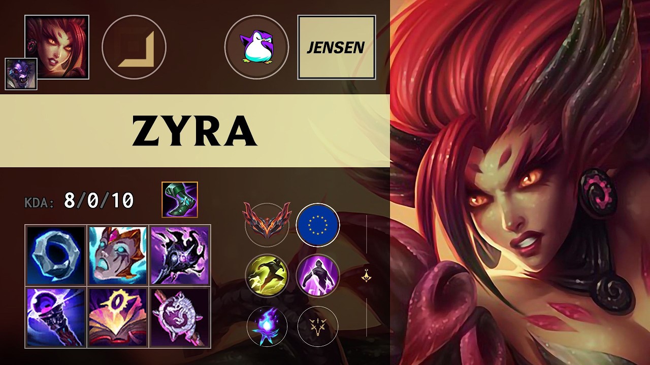 (CJJ Jensen) Zyra Carry vs Jhin - EUW Grandmaster Patch 26.11
