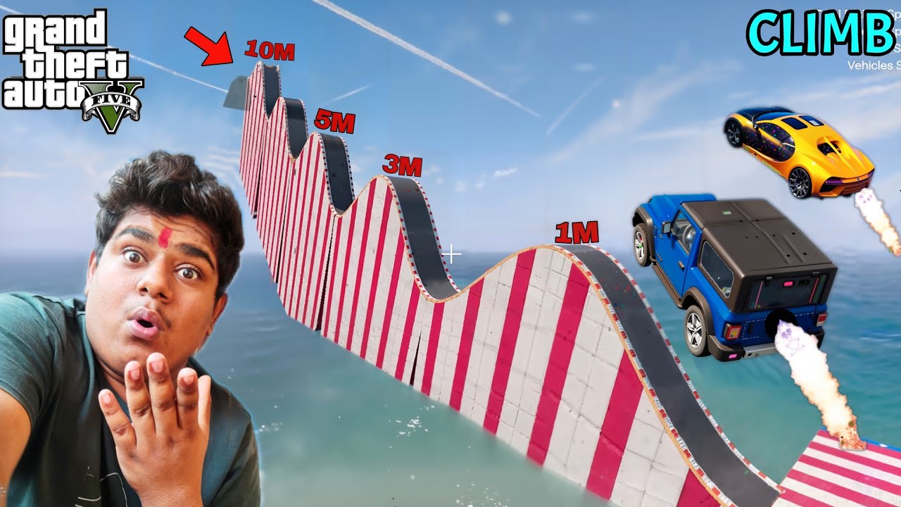 GTA 5 : INDIAN CARS VS HIGHEST MEGA RAMP 50FIT CLIMBING CHALLENGE | GTA 5
