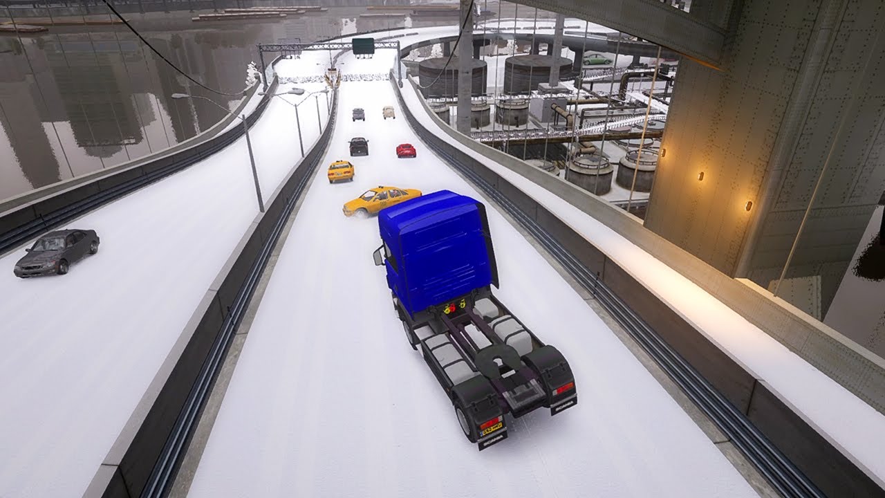 GTA 4 WINTER CRASH TEST OF REAL CARS  WINTER MOOD (WINTER CRASH TEST #95)