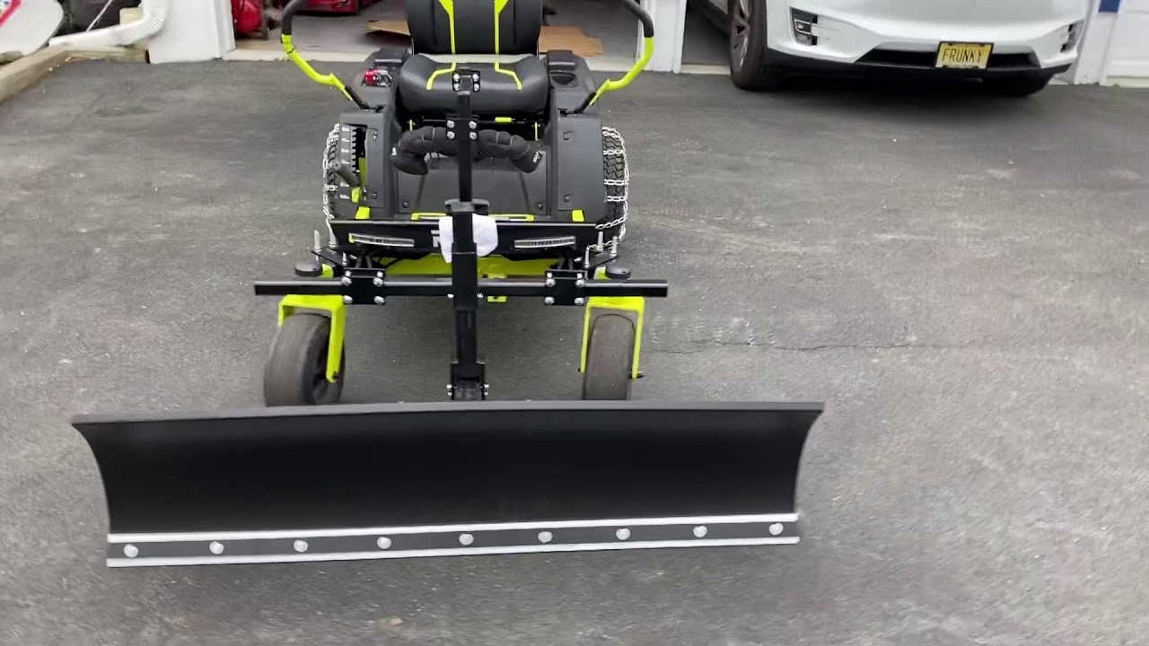 Electric Ryobi 480e Zero Turn Mower with an Ohio Steel 60&rdquo; plow!