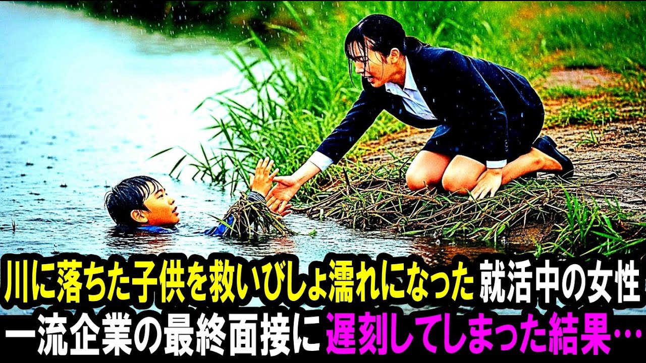 川に落ちた子供を救いびしょ濡れになった就活中の女性。一流企業の最終面接に遅刻してしまった結果・・・