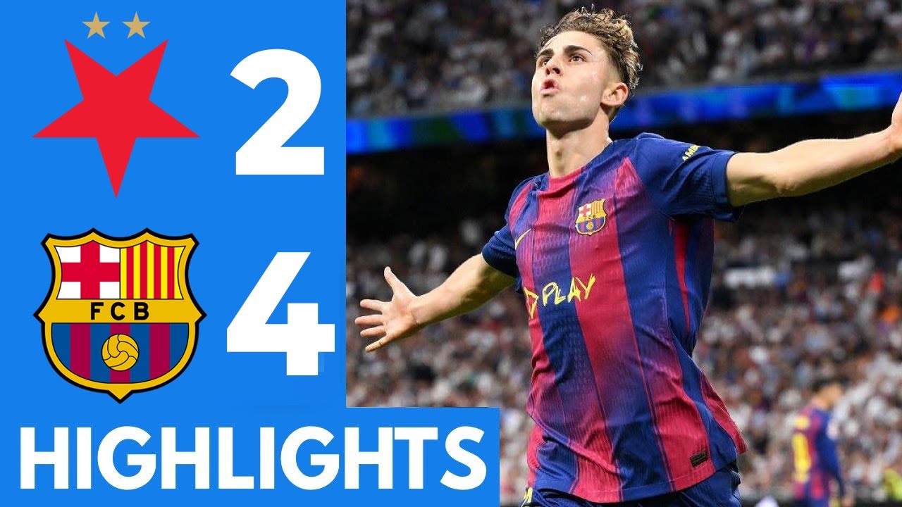 Slavia Praha vs Barcelona (2-4) Highlights | Fermin Lopez, Olmo, Lewandowski goal vs Slavia Praha