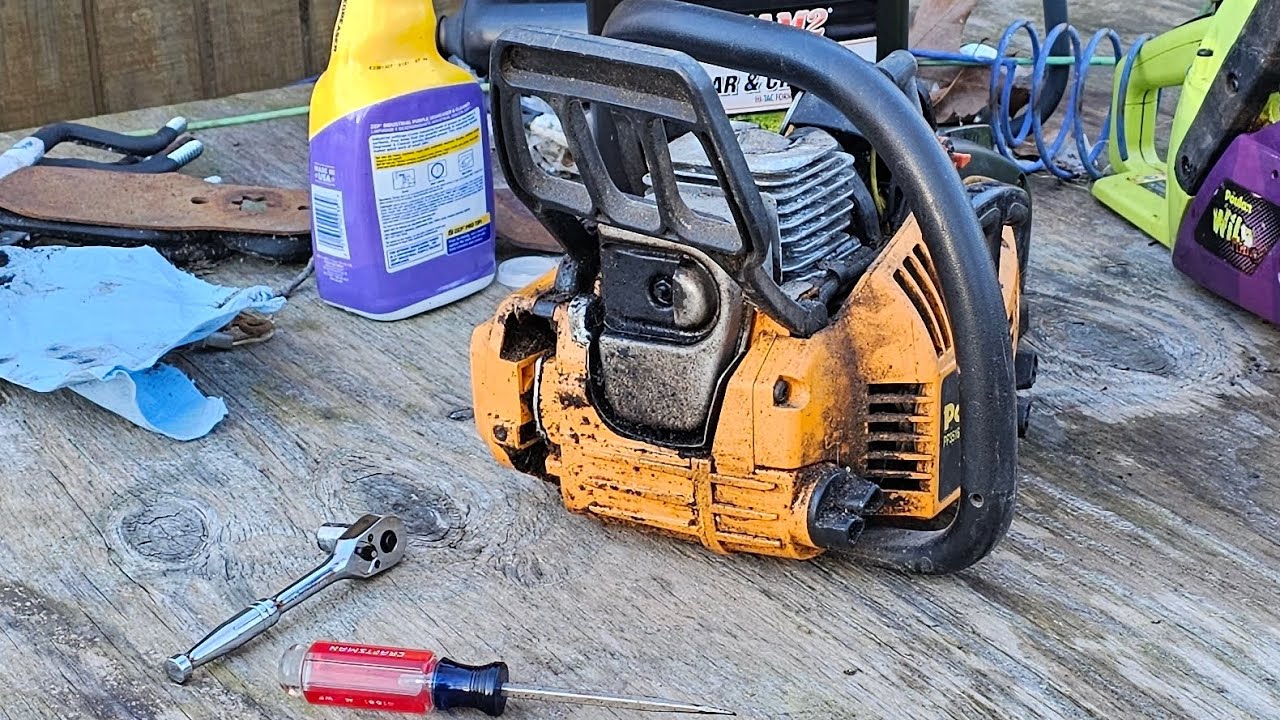 Poulan pro PP3516 cleaning spark arrestor screen and exhaust deflector PP3516AVX PP4218A and others