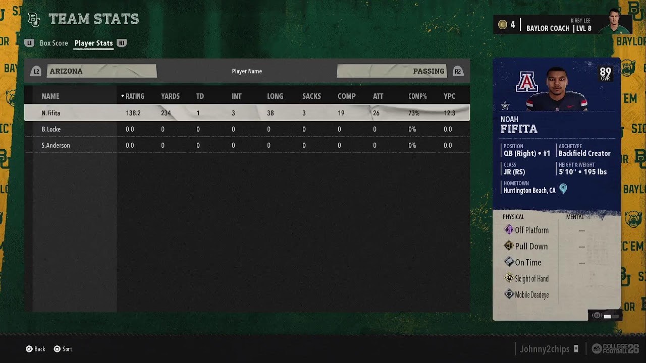 13. Baylor @ Arizona | College Haven Dynasty