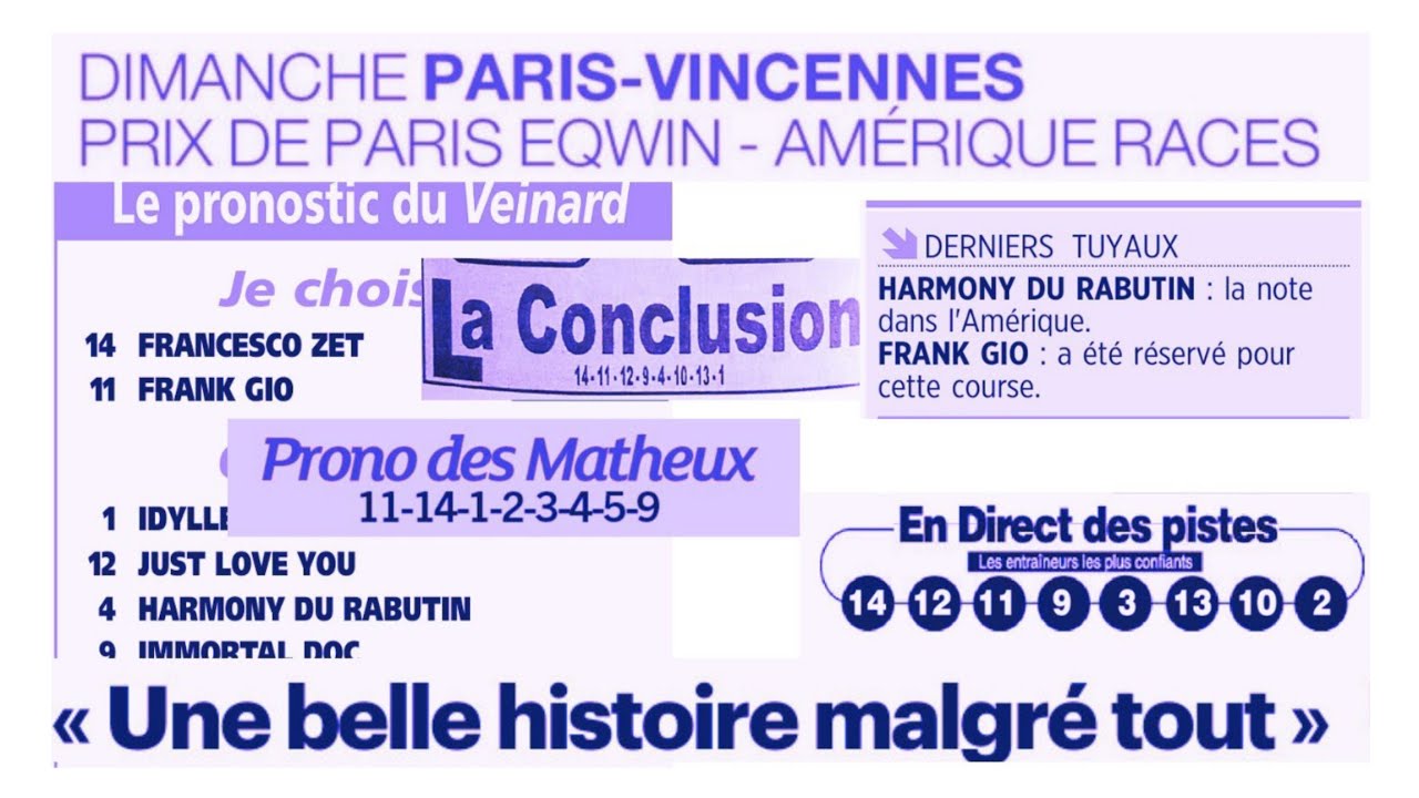 VEINARD PARISIEN WEEKEND GAZETTE GENY COURSE PARIS TURF ROI DU TIERCÉ QUINTÉ PRONOSTIC DU 22.02.26