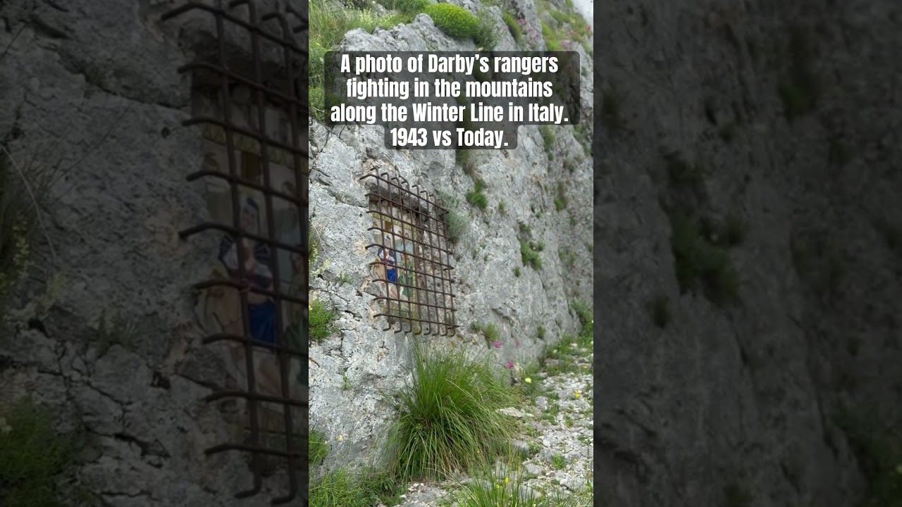 A photo of Darby&rsquo;s rangers fighting in the mountains along the Winter Line in Italy.  1943 vs Today.
