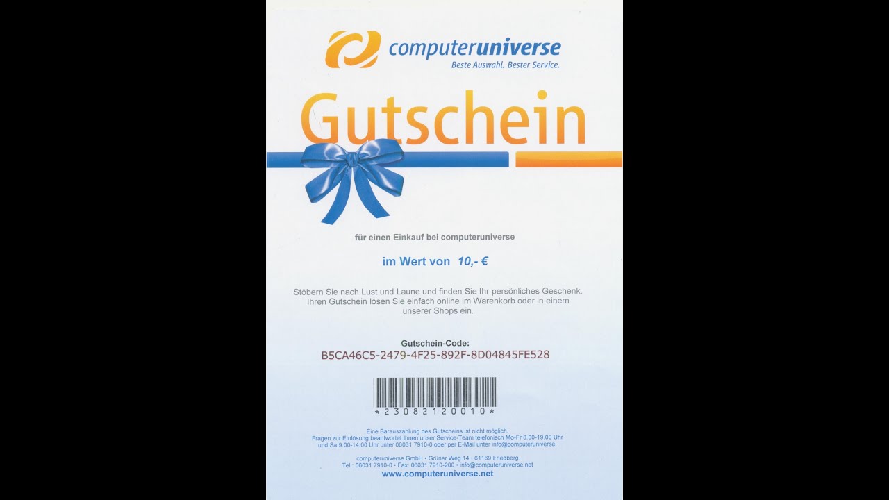 Купон Computeruniverse 10 евро