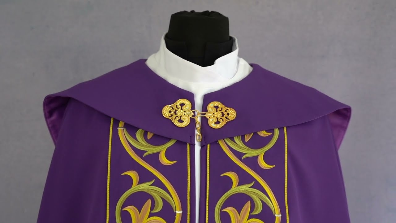 Gothic style Cope - Embroidered belts to the front and on the hood