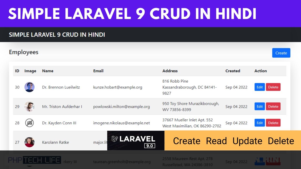Simple Laravel 9 CRUD In Hindi (Create | Read | Update | Delete) | PHP TECH LIFE Hindi