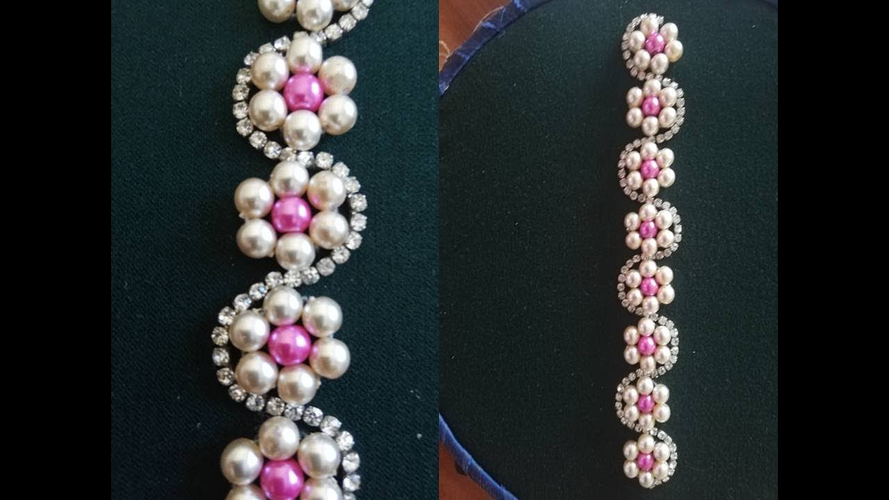 embroidery beautiful rose beads