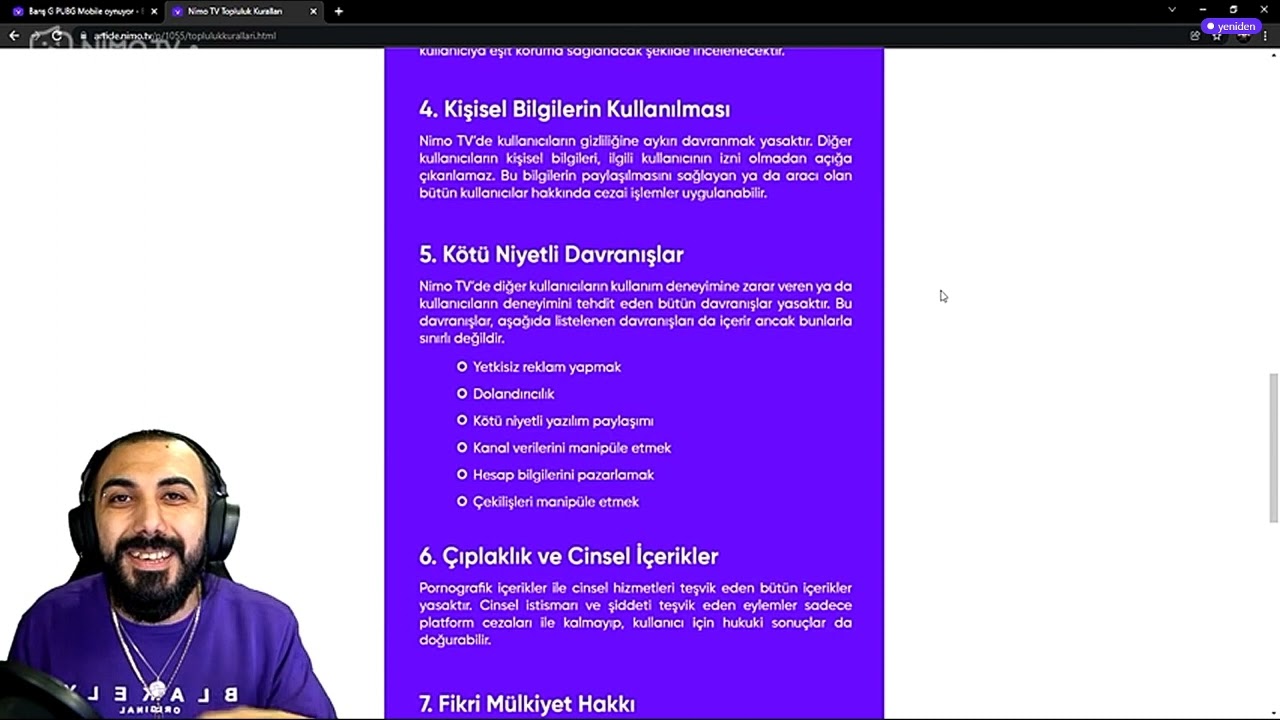 BARIS G NİMO TV KURALLARI HAKKINDA ACIKLAMA YAPIYOR