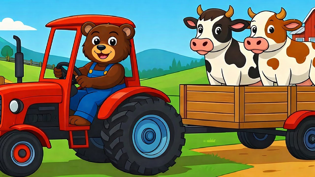 Bear Farmer Fixes Tractor and Plows Beet Field - Farm Work | Funny Bear Kids