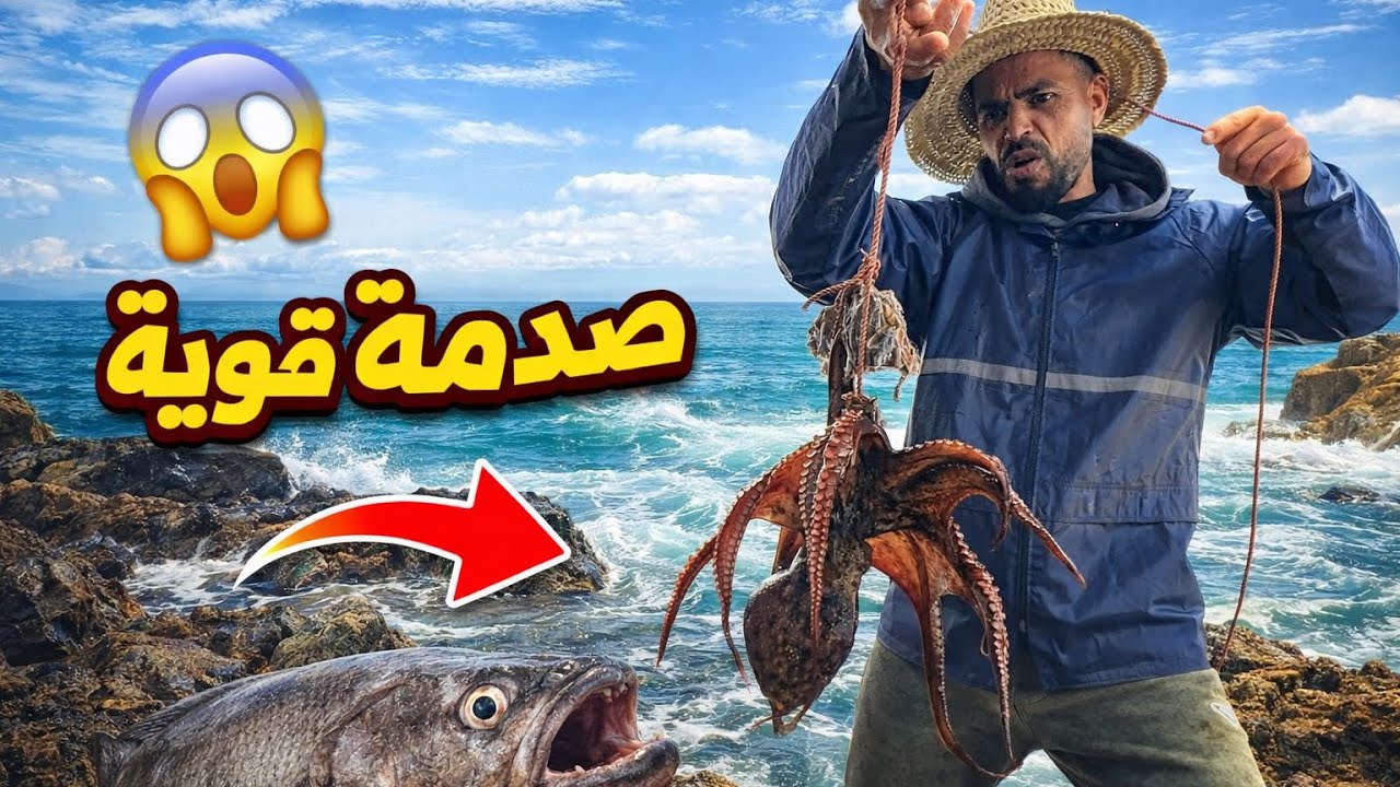‏صيد الأخطبوط🐙 في البحر🌊￼😲 هائج ‏ولكن ￼كانت صدمة ??😱#اكسبلور ￼