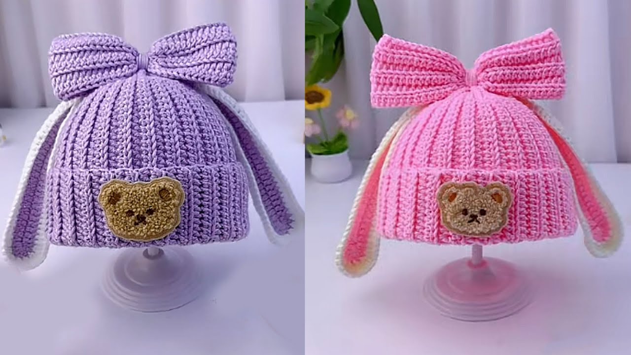 Crochet Bunny Beanie with Bow 🎀 Cute & Easy Tutorial