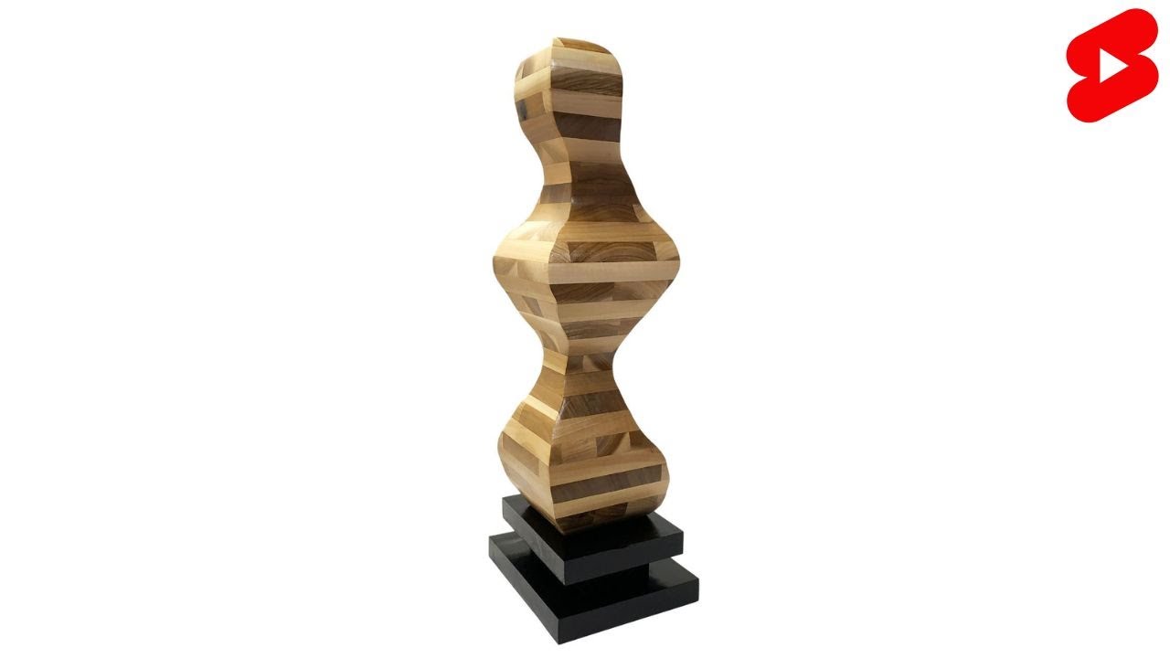 Contemporary Abstract Wood Sculpture Art.