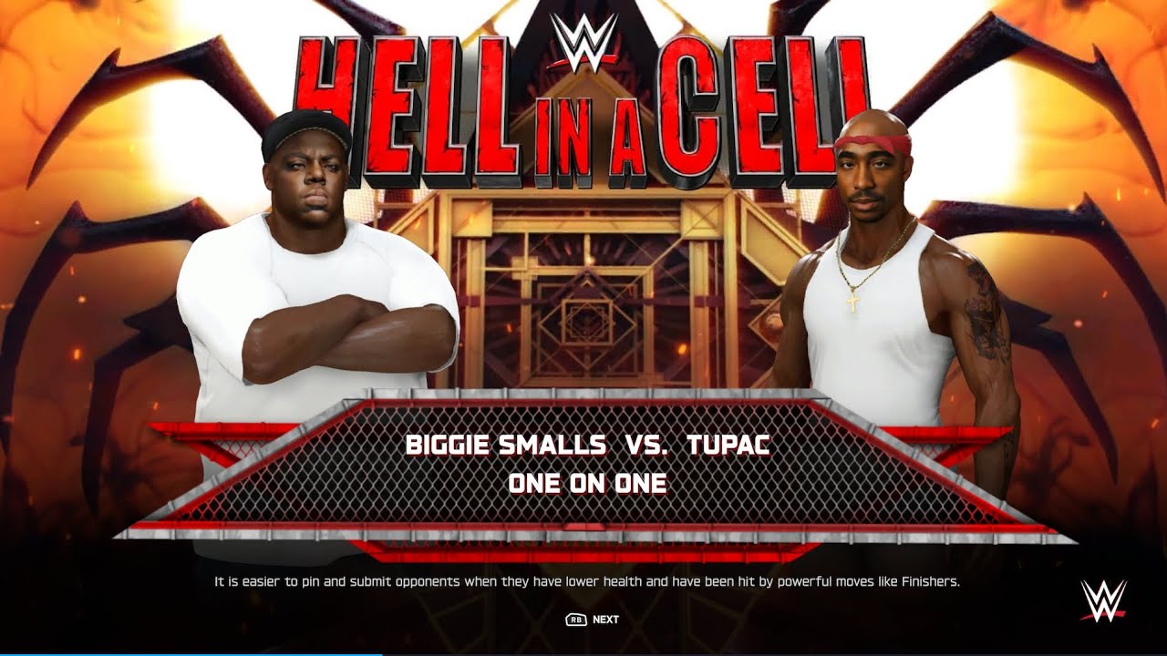 WWE 2K25 Tupac Vs Biggie Smalls Hell In The Cell Match #wwe2k25 #biggiesmalls #tupac 
