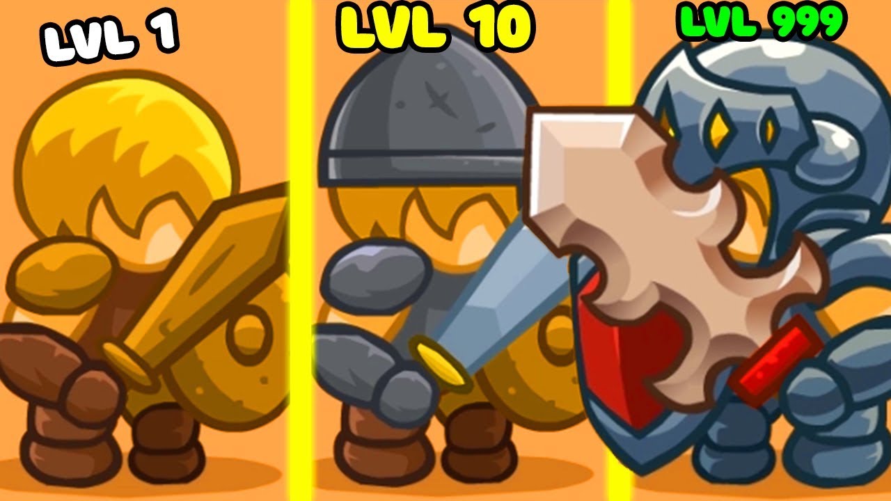 ЭВОЛЮЦИЯ ВОИНА ЧТОБЫ УНИЧТОЖАТЬ ВРАГОВ С ОДНОГО УДАРА В ИГРЕ MIGHTY KNIGHTS!