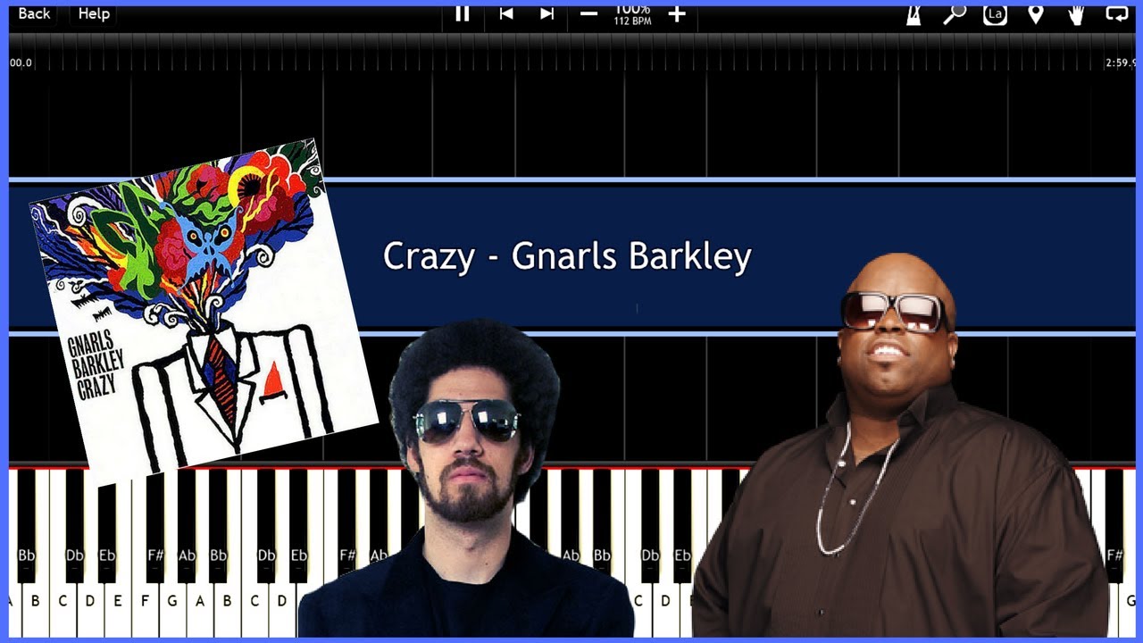 Crazy - Gnarls Barkley (Synthesia) [Tutorial] [Instrumental Video] [Download]