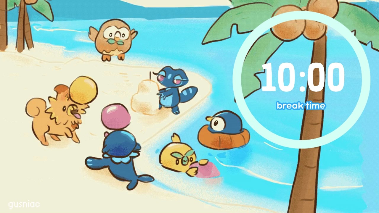 Study With Me | Pomodoro Timer 30/10 x4 | Pokémon, Tropical Lofi, No Mid Ads