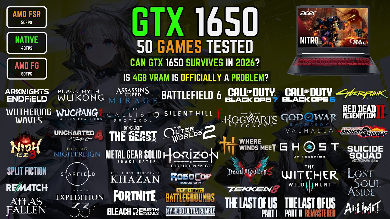 GTX 1650 4GB&ndash; 50 Games Tested in Early 2026 | Is 4GB VRAM is the ISSUE?!