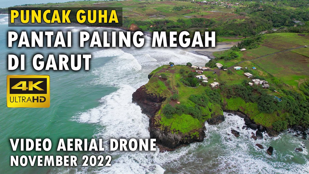 Pantai Puncak Guha Terkini. Pemandangan Megah Video Aerial Drone