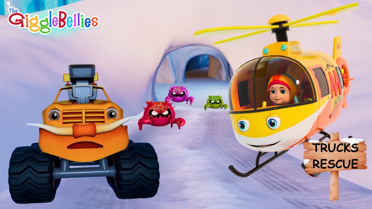 Monster Trucks VS Crabs | Trucks Rescue | Nursery Rhymes - GiggleBellies