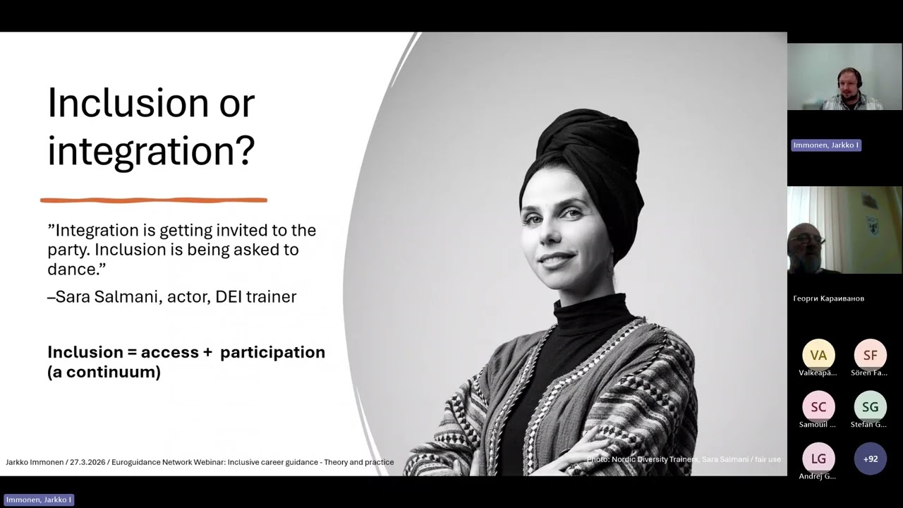 Euroguidance Network Webinar &bdquo;Inclusive career guidance  - Theory and practice&rdquo;