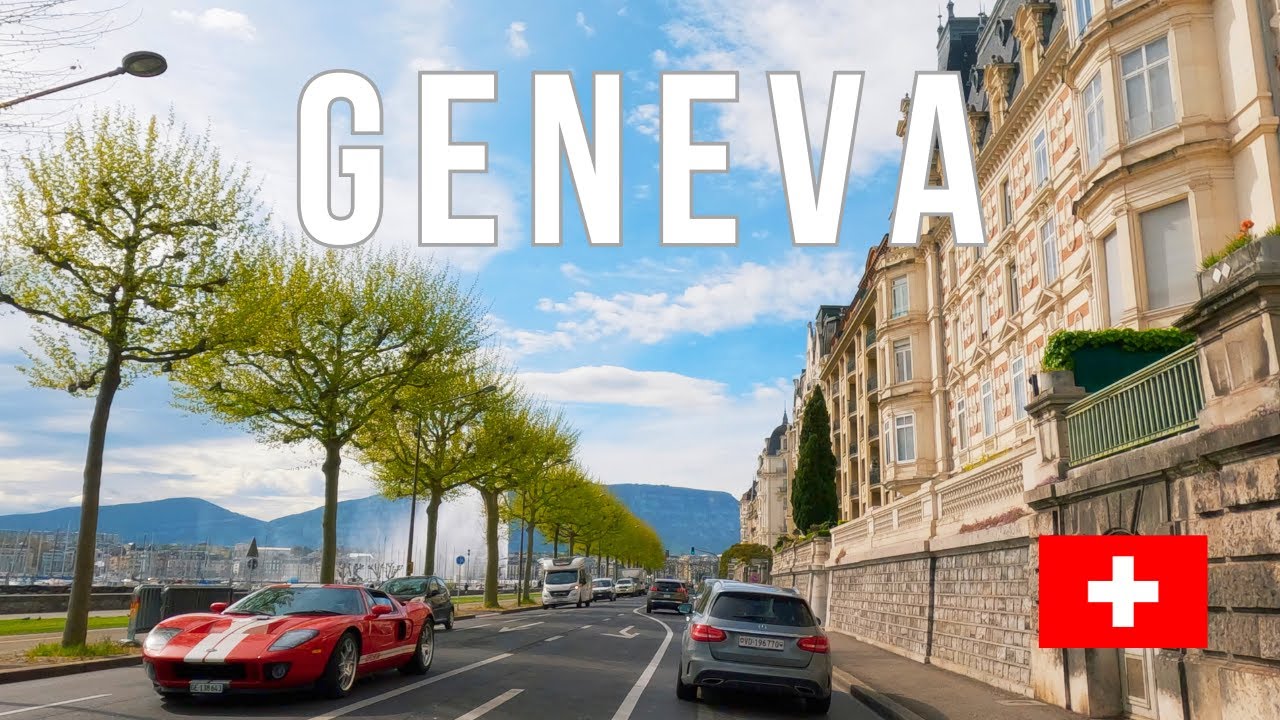 Женева, Швейцария 🇨🇭 Езда по центру города - 2023 4K 60fps