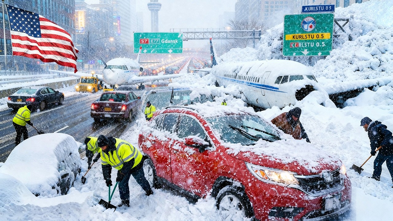 Chaos in USA !❄️ New York & New Jersey Hit by Historic Snow Storm – Freezing Roads, Flights Canceled