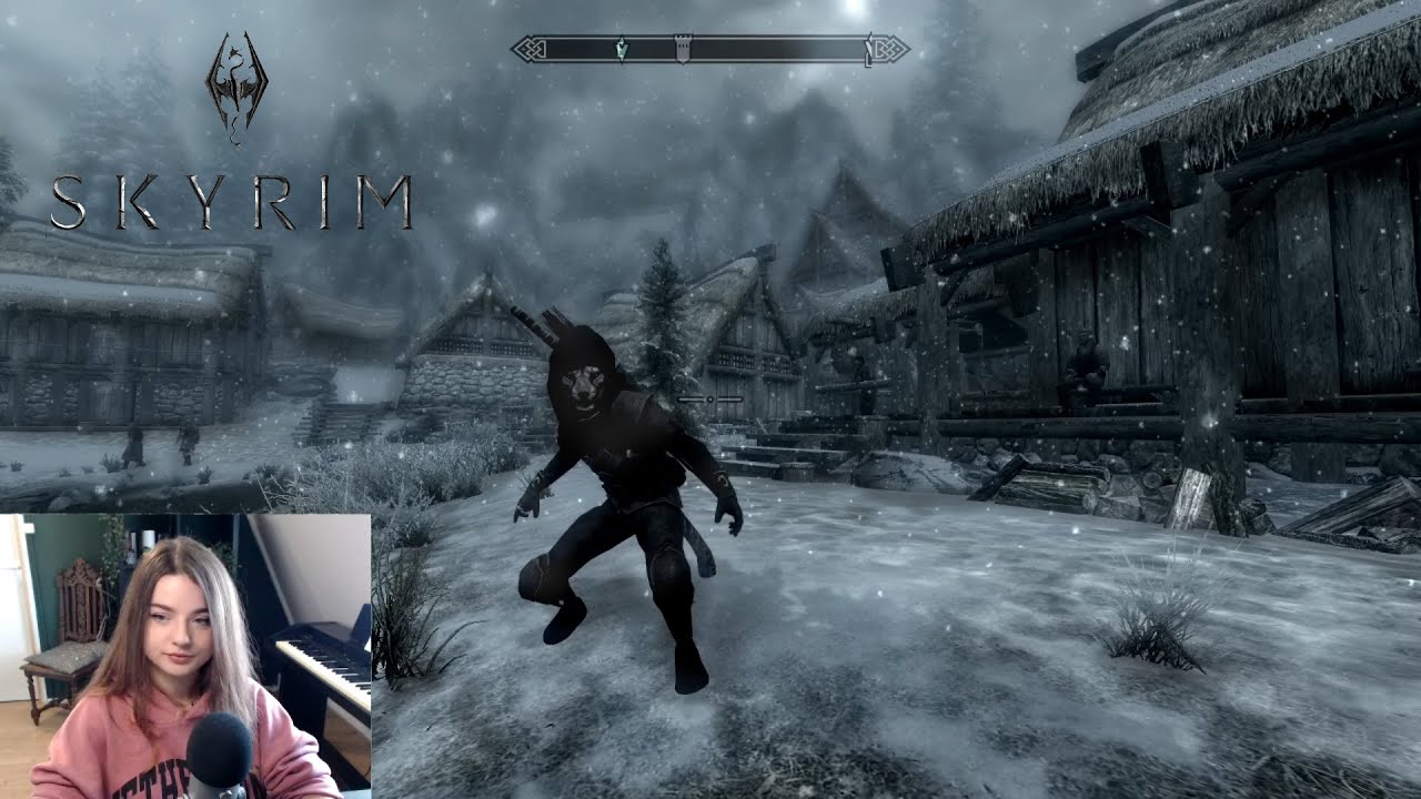 ASMR | Exploring & Sneaking around Dawnstar in Skyrim ❄️ Ambience, Footsteps, Snow & Wind