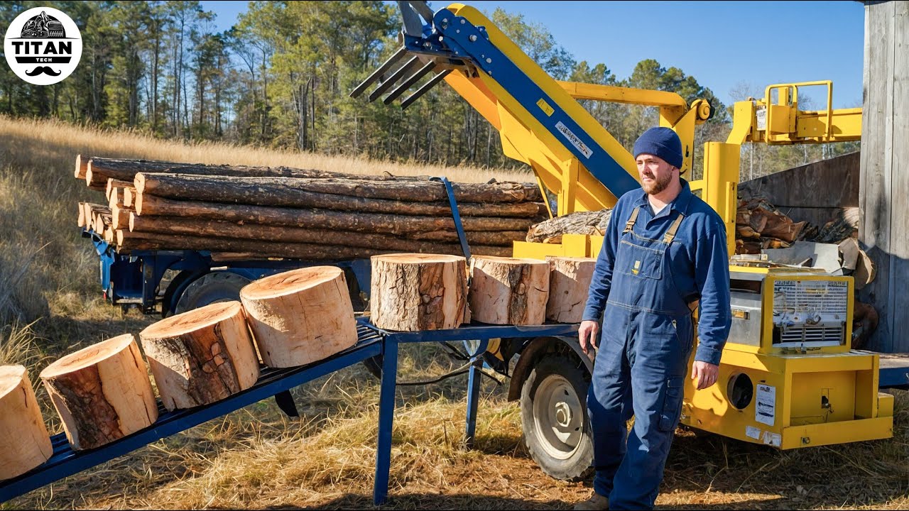Fastest Automatic Firewood Processing Machine | Homemade Modern Wood Cutting Chainsaw Machines #4