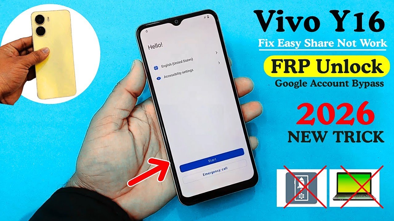 Vivo Y16 Frp Bypass 2026 Without PC | Fix - Easy-share Not Work | YouTube Update | Setting Not Open