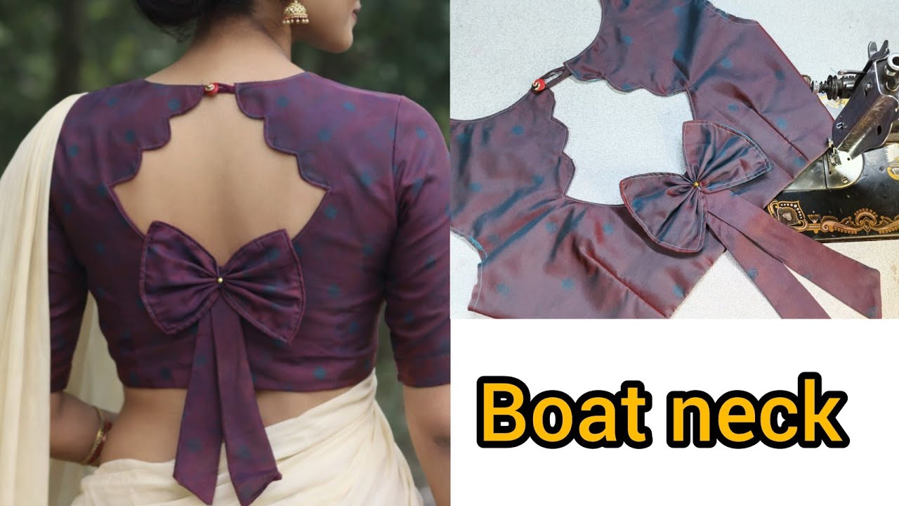 Boat Neck Blouse Design Cutting and Stitching//Designer Blouse Design//Back Nack Design...