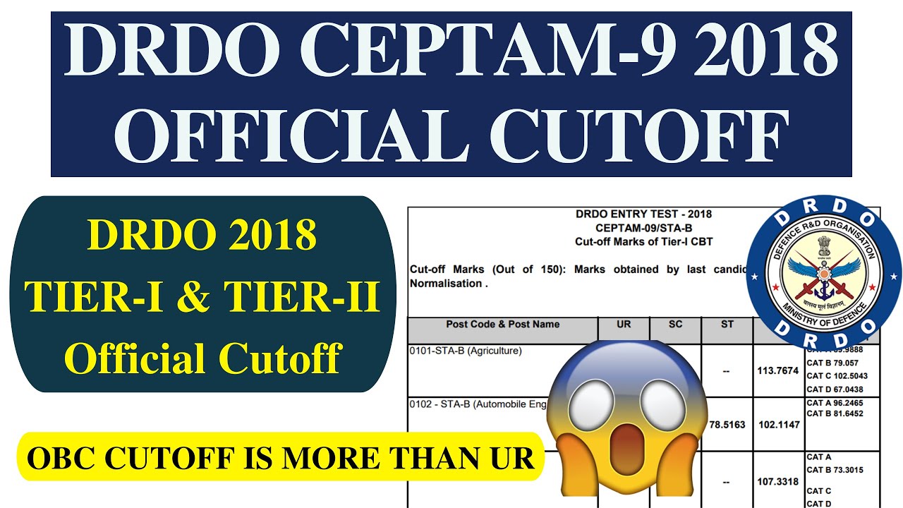 DRDO Ceptam 2018 STA B Cutoff | DRDO Ceptam 9 Tier-1 & Tier-2 Cutoff 2018