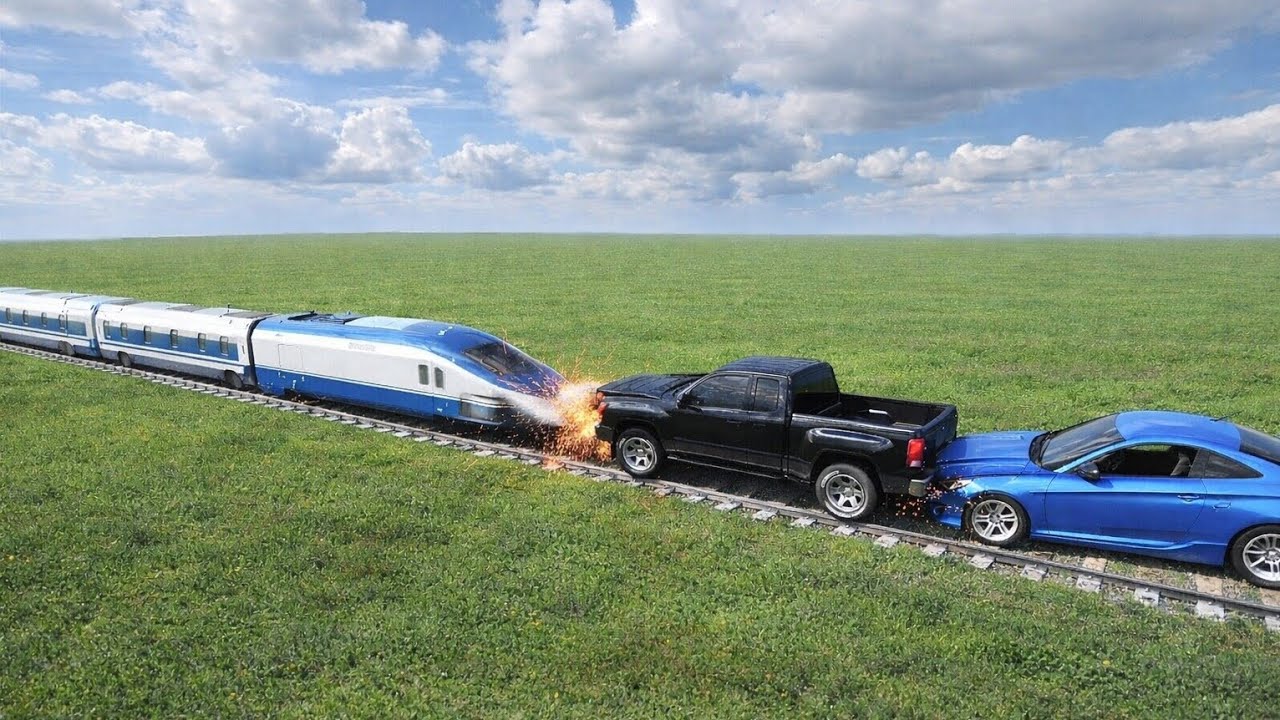 Train vs Cars Realistic Train vs Car Collision Simulation