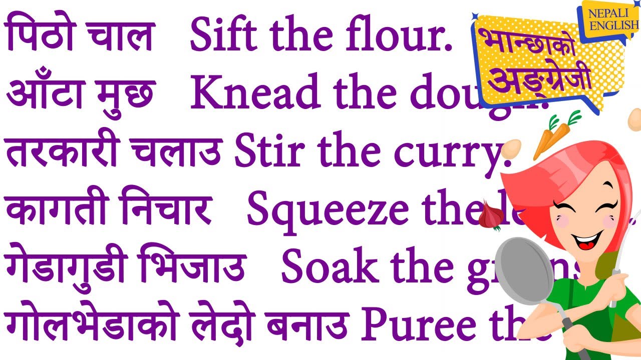 English Speaking  Kitchen Vocabulary with Nepali Meaning for English Learners from Nepal