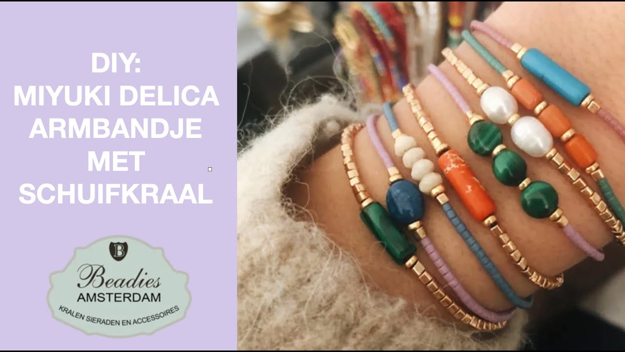 BEADIES TUTORIAL - Hoe maak je een Miyuki Delica armbandje met schuifkraal?