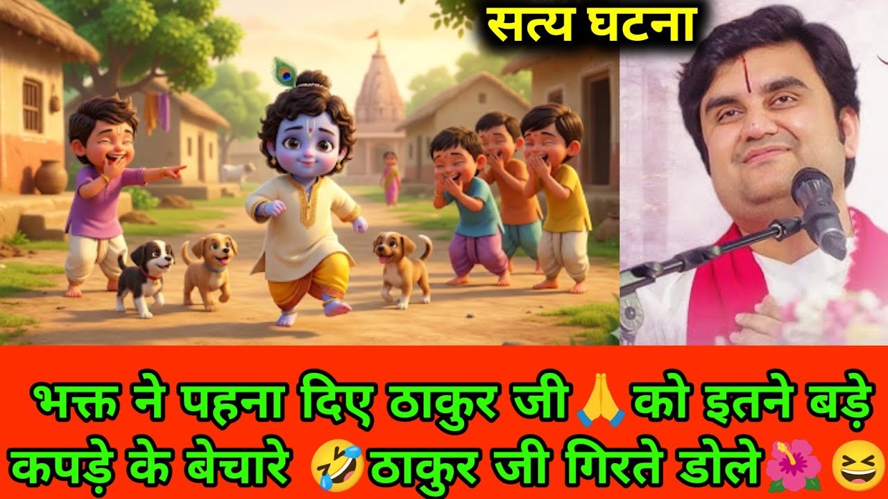 भक्त ने पहना दिए ठाकुर जी को इतने बड़े कपड़े के बेचारे ठाकुर जी गिरते डोले🌺 || Indresh Ji Maharaj 