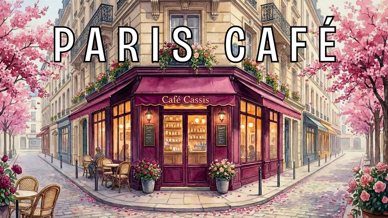 PARIS CAFE 🌸 Quiet Spring Corner for Studying | Soft French Instrumental | Paris Cafe Playlist