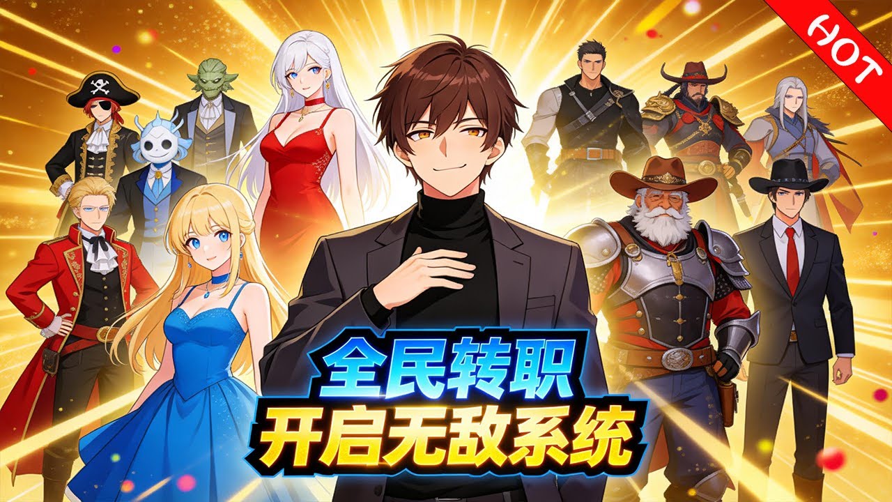 🔥【热门漫剧】《全民转职开启无敌系统》公元2050年，蓝星与异世界融合，魔物入侵，人类退守城邦，靠成年转职御敌。叶凡为治愈妹妹断腿参加转职，却只获白板枪械师，遭校霸张孟羞辱。#小小聽書