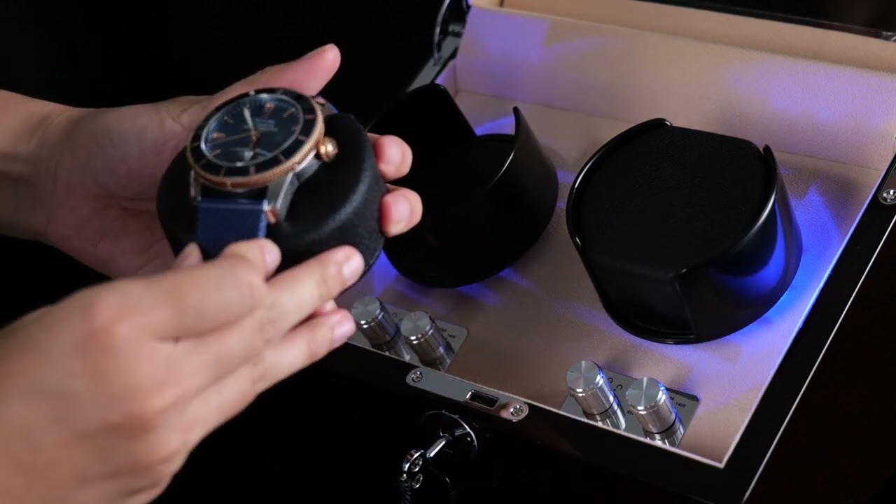 Waratah Watch Winder Box for 2 Watches in Black/Mahogany