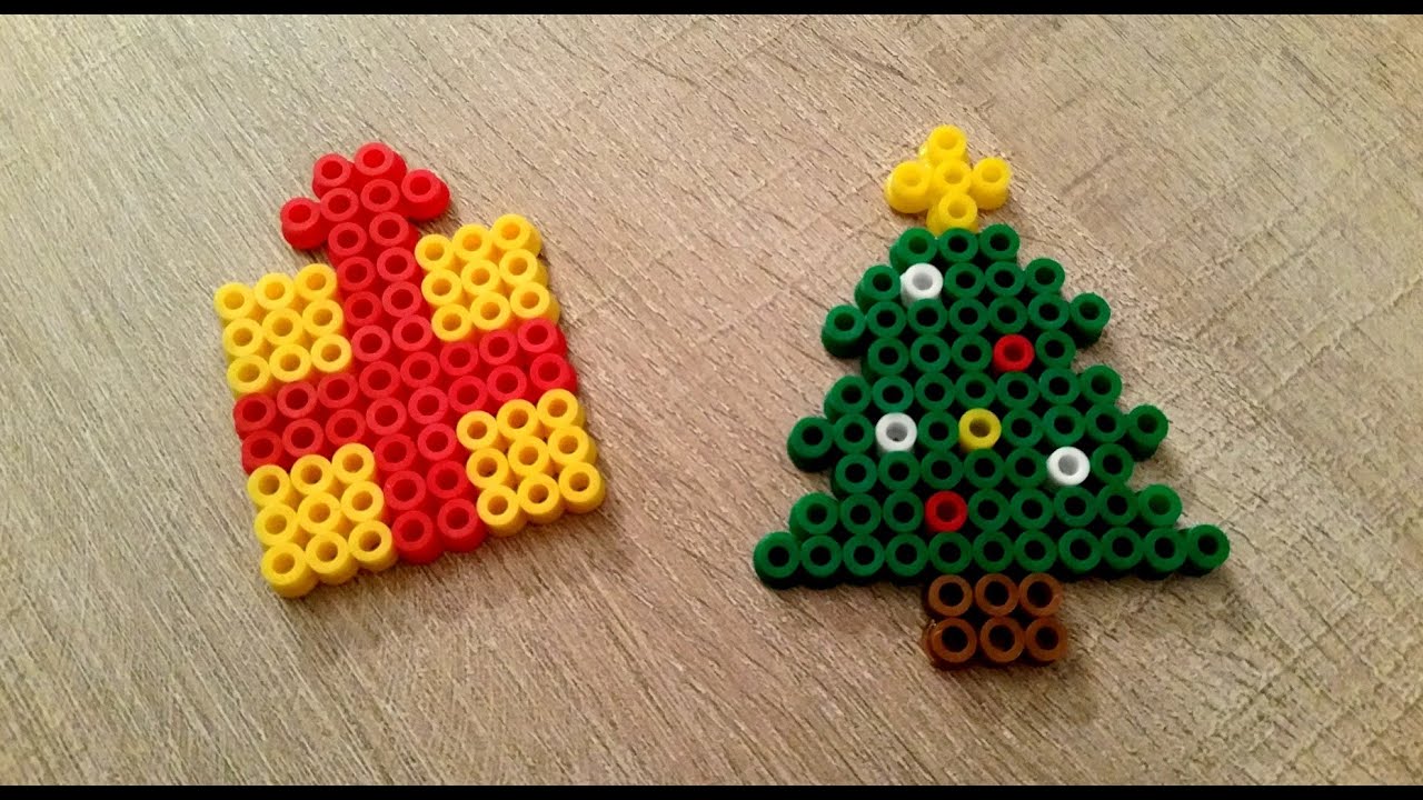DIY Noël : Sapin et Cadeau en perles HAMA / Perler beads Christmas tree and present