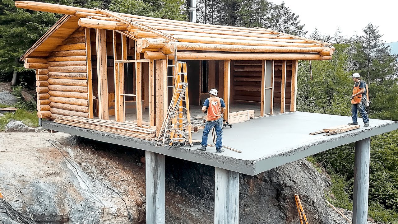 Family Builds Dream Log House in the Forest | Start to Finish by @loginnature8516