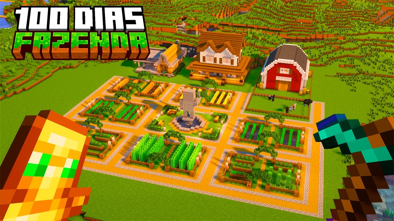 SOBREVIVI 100 DIAS CONSTRUINDO UMA FAZENDA NO MINECRAFT