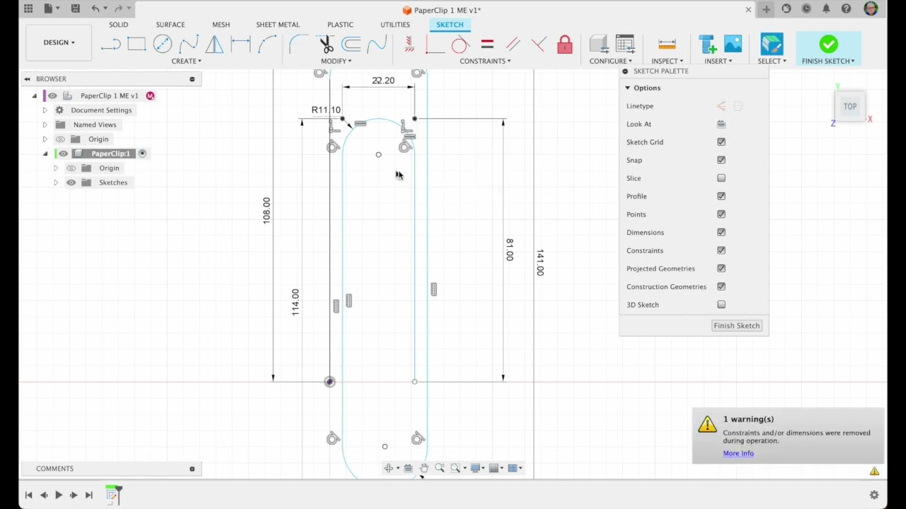 PaperClip Design Fusion 360 Computer Tutorial