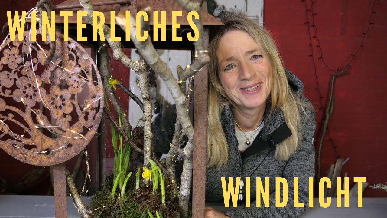 DIY Windlicht 💚 Narzissen im Birkenwäldchen 💚 Winter trifft auf Frühling 💚 Laternendeko mit Natur